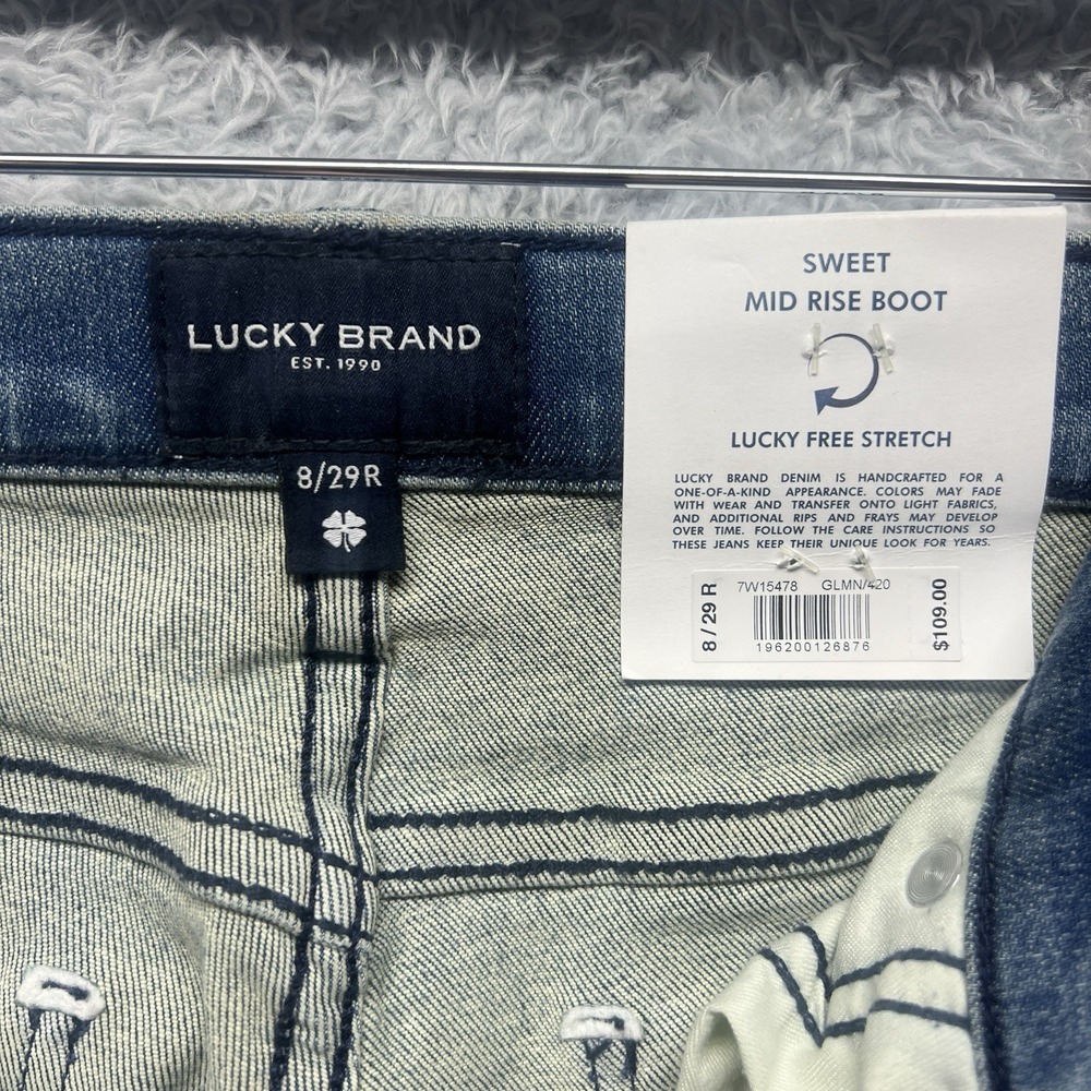 Lucky Brand Sweet Mid Rise Boot Jeans Womens 8 29 Blue Bootcut Stretch New - Picture 8 of 16